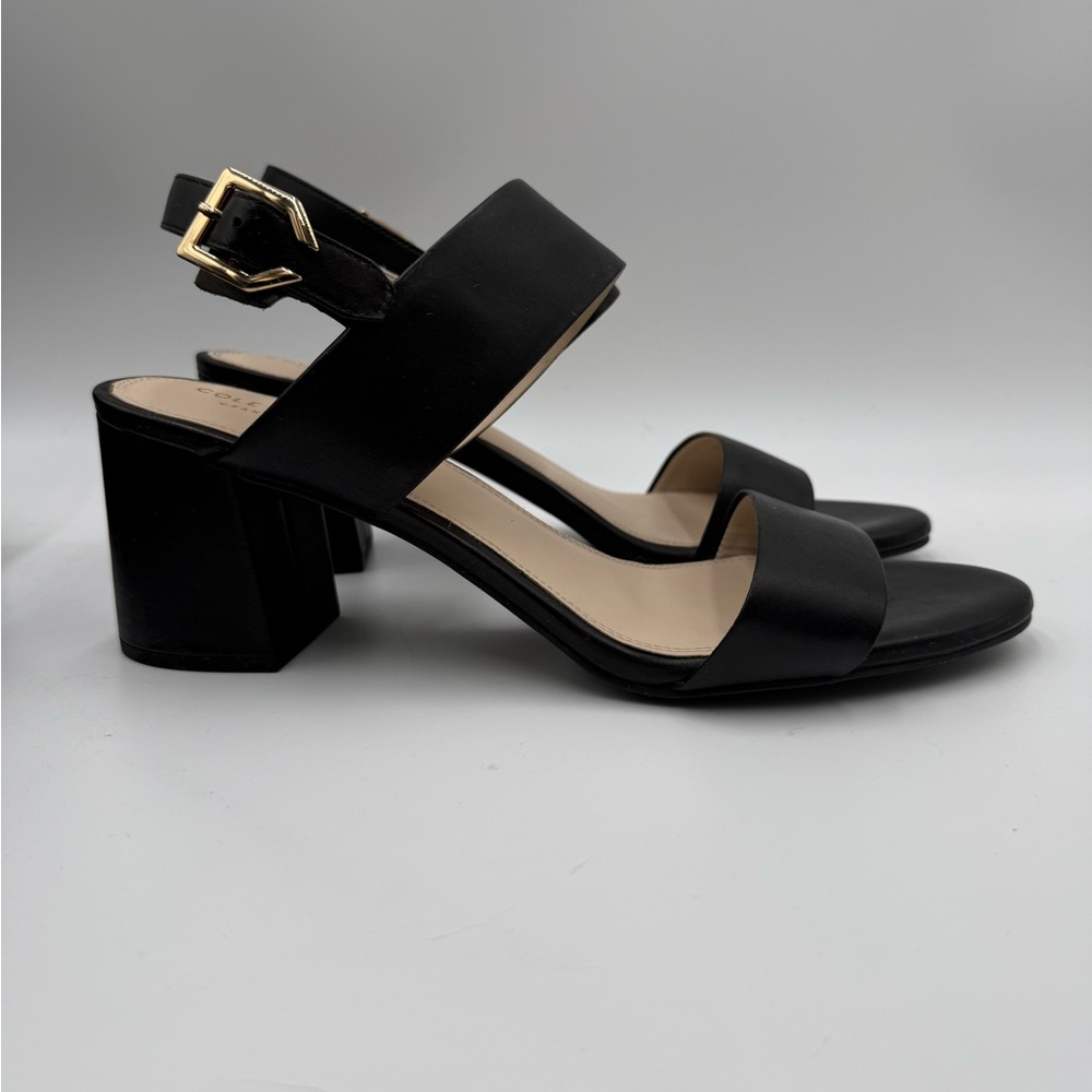 Cole Haan Avani City Black Leather. Block Heel Sandals Size 11B - Picture 4 of 5